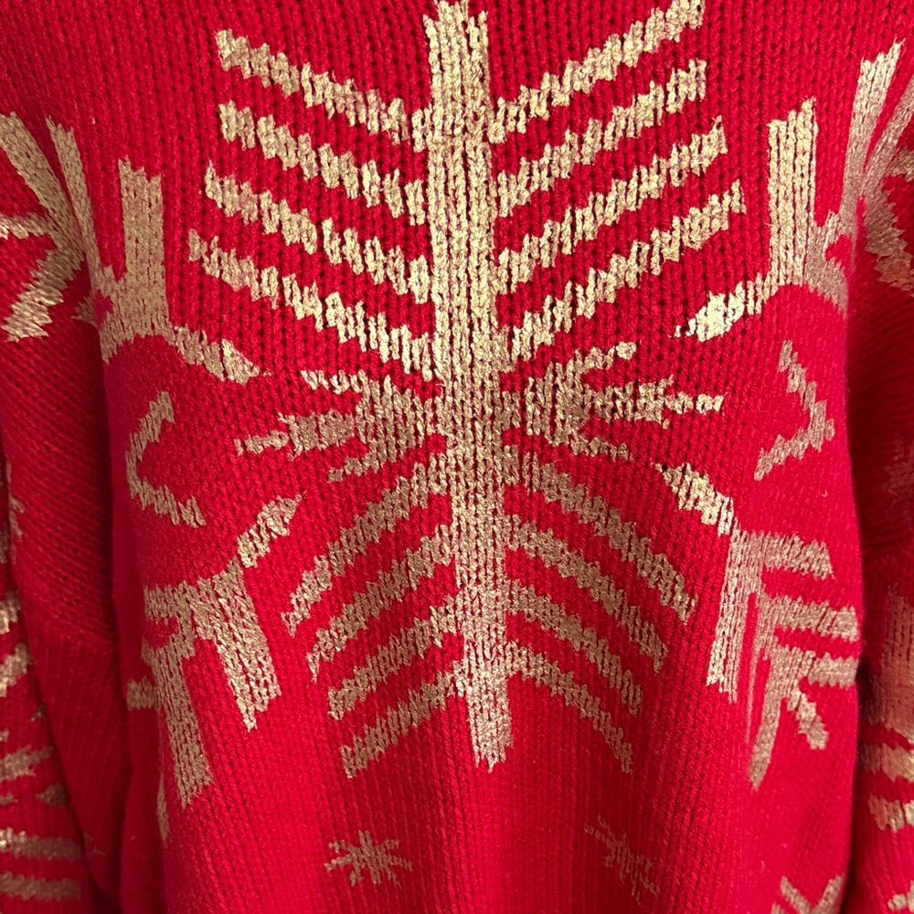Festive Red and Gold Snowflake Sweater - Picture 4 of 11
